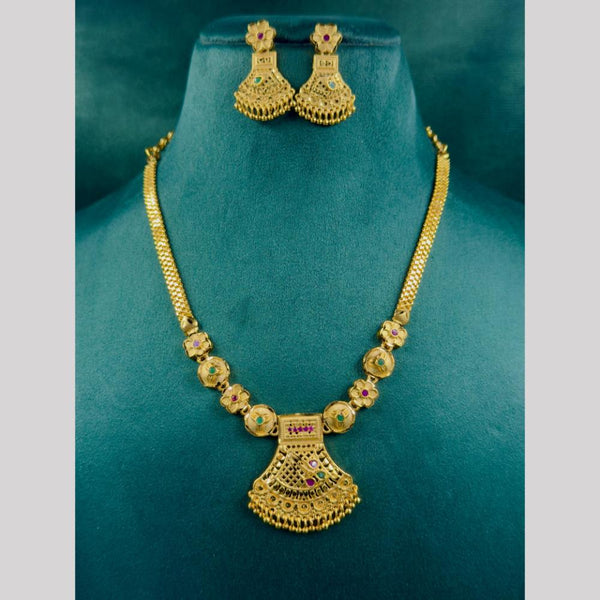 Siara Collections Gold Plated Pota Stone Necklace Set