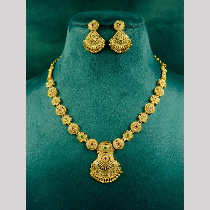 Siara Collections Gold Plated Pota Stone Necklace Set