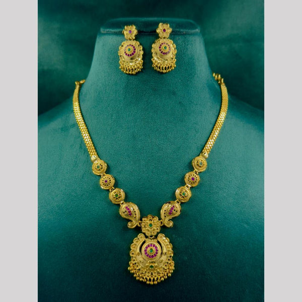 Siara Collections Gold Plated Pota Stone Necklace Set