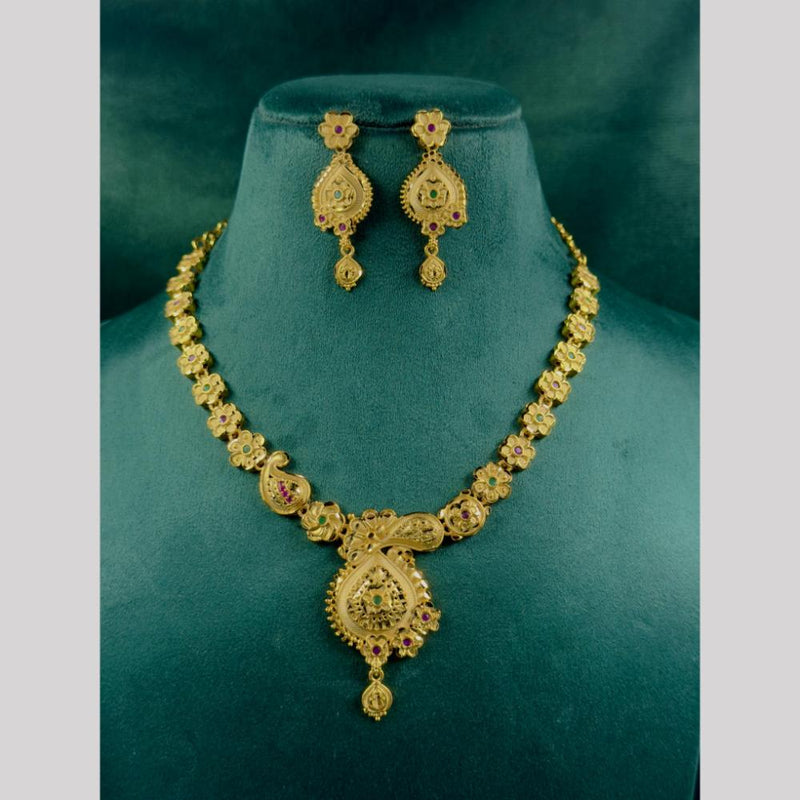 Siara Collections Gold Plated Pota Stone Necklace Set