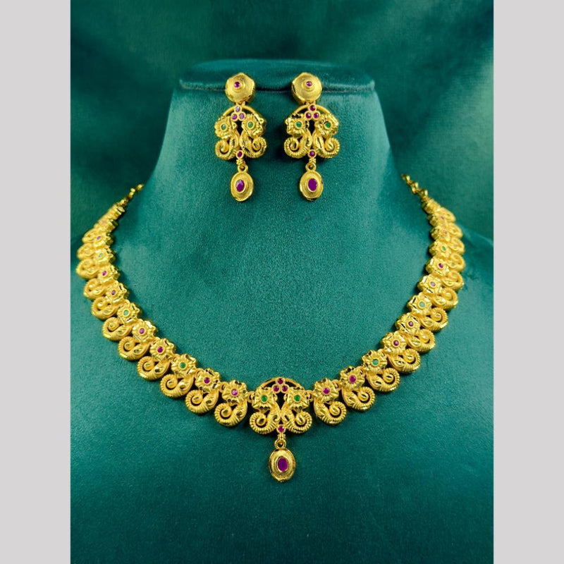 Siara Collections Gold Plated Pota Stone Necklace Set