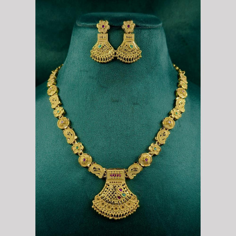 Siara Collections Gold Plated Pota Stone Necklace Set