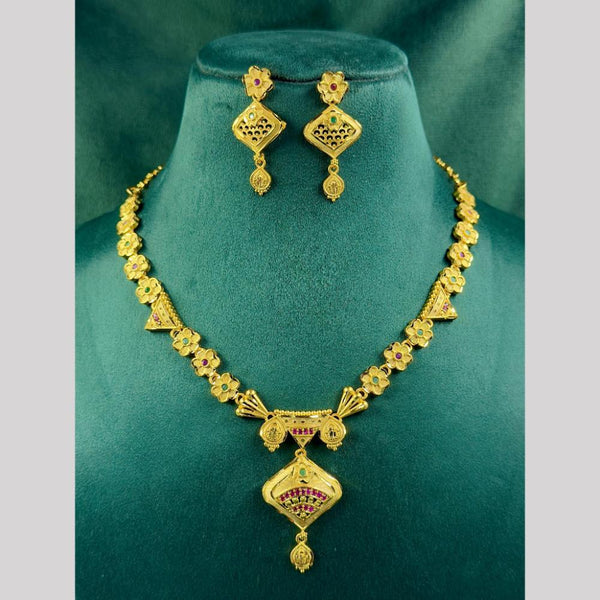 Siara Collections Gold Plated Pota Stone Necklace Set