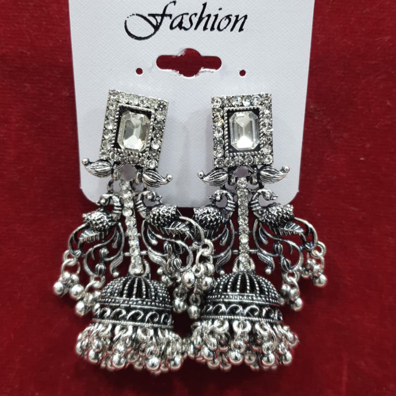 Sofine Oxidised Plated Jhumki Earrings