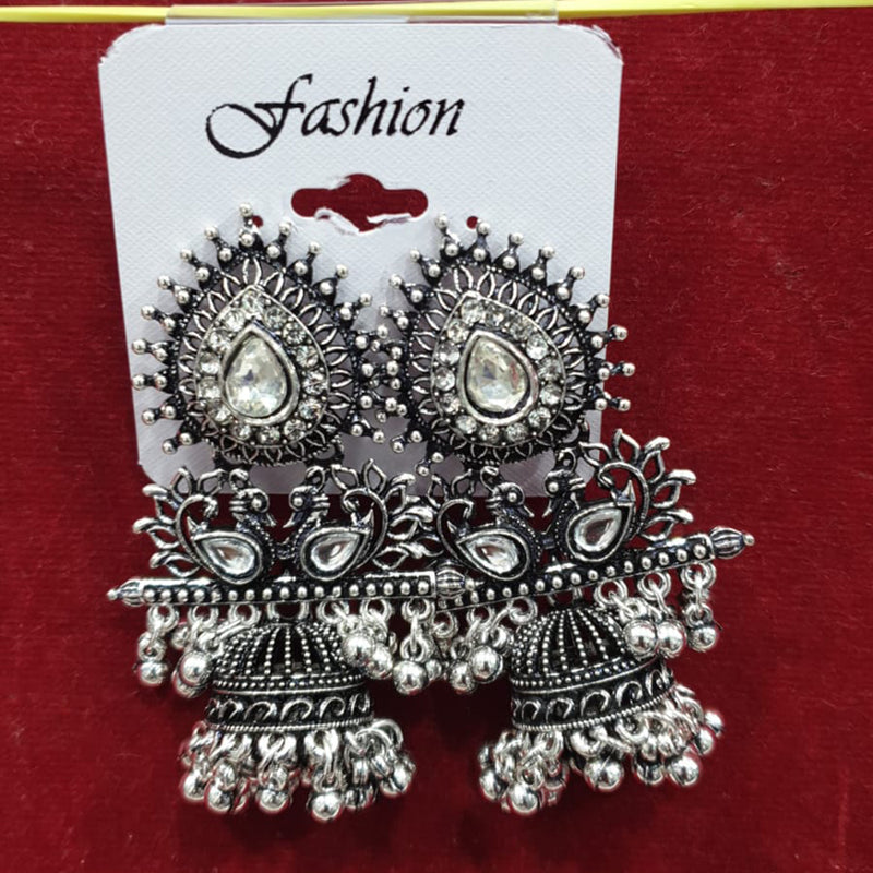 Sofine Oxidised Plated Jhumki Earrings