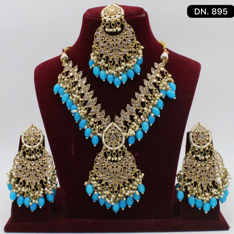 JCM Jewellery Gold Plated Crystal Stone Necklace Set