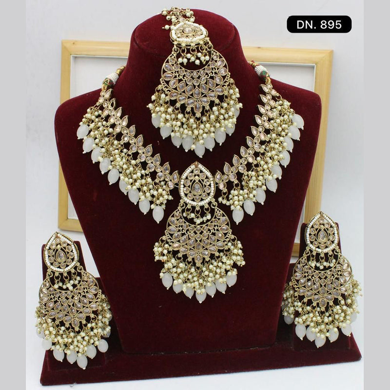 JCM Jewellery Gold Plated Crystal Stone Necklace Set