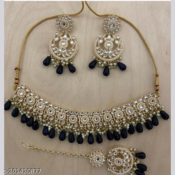 JCM Jewellery Gold Plated Kundan Stone Choker Necklace Set