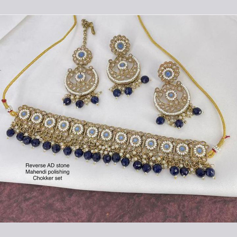 JCM Jewellery Gold Plated Kundan Stone Choker Necklace Set