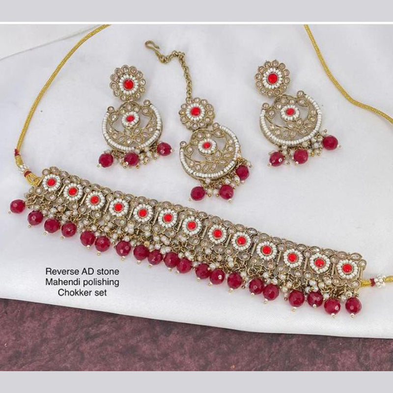 JCM Jewellery Gold Plated Kundan Stone Choker Necklace Set