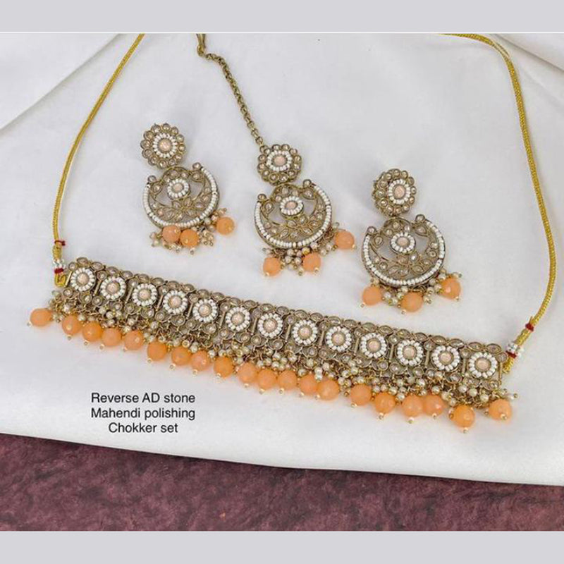 JCM Jewellery Gold Plated Kundan Stone Choker Necklace Set