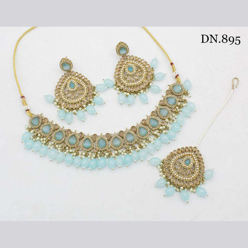 JCM Jewellery Gold Plated Crystal Stone Necklace Set