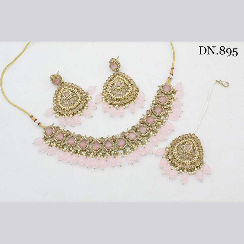 JCM Jewellery Gold Plated Crystal Stone Necklace Set