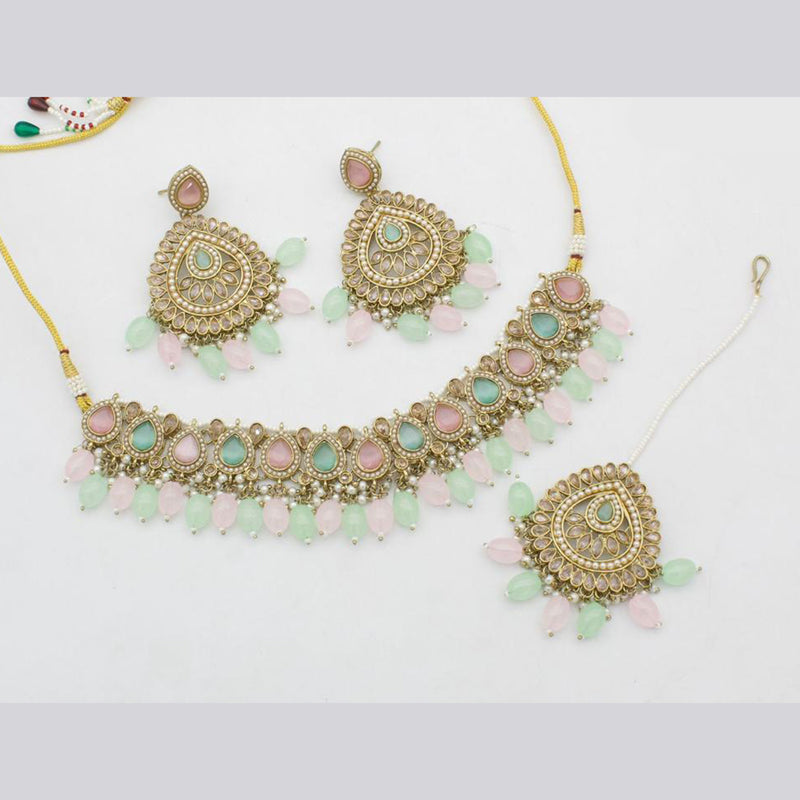 JCM Jewellery Gold Plated Crystal Stone Necklace Set