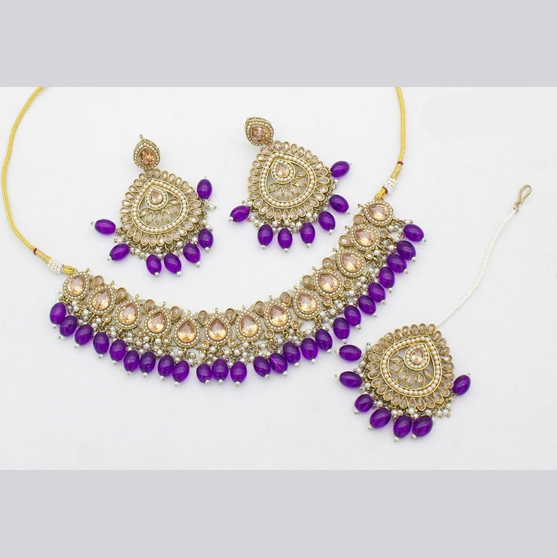 JCM Jewellery Gold Plated Crystal Stone Necklace Set