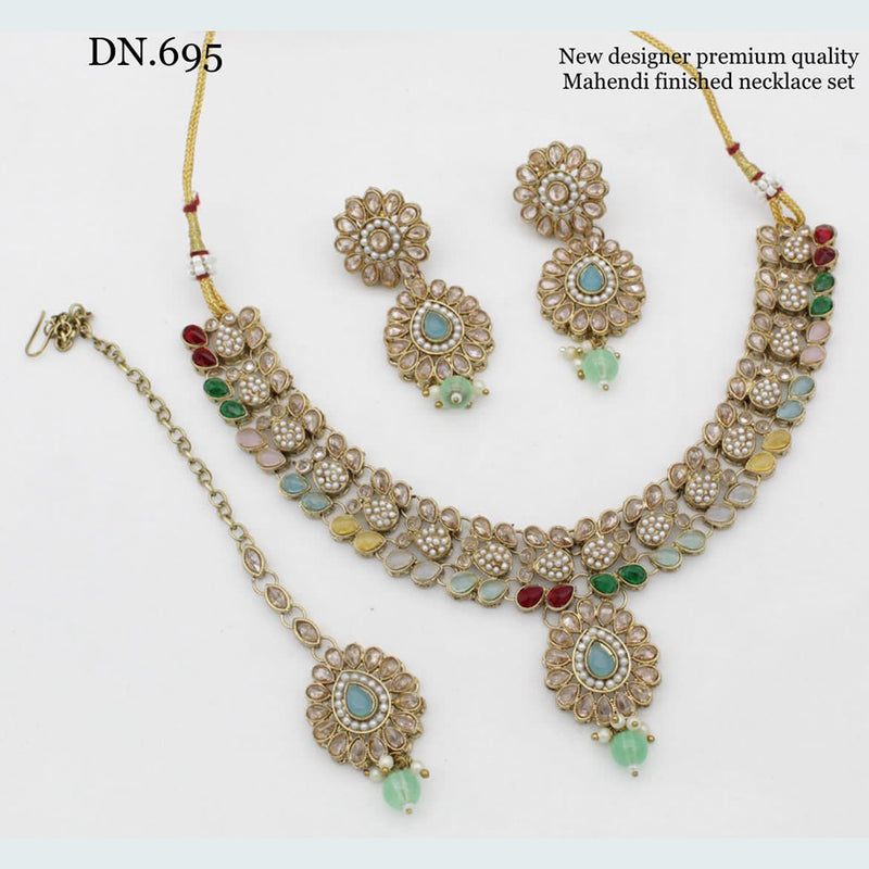 JCM Jewellery Gold Plated Crystal Stone Necklace Set