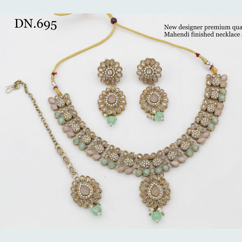 JCM Jewellery Gold Plated Crystal Stone Necklace Set