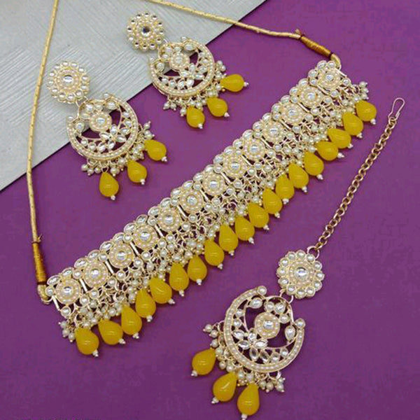 JCM Jewellery Gold Plated Kundan Stone Necklace Set