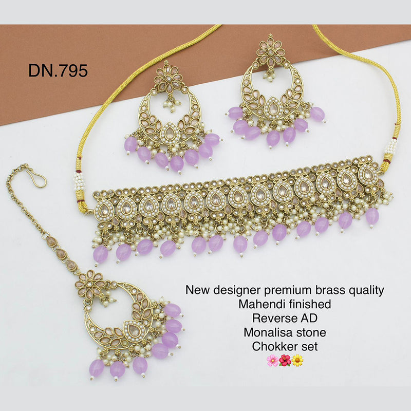 JCM Jewellery Gold Plated Reverse AD Stone Choker Necklace Set