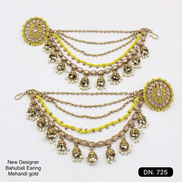 JCM Jewellery Gold Plated Reverse AD Stone Kanchain Earrings