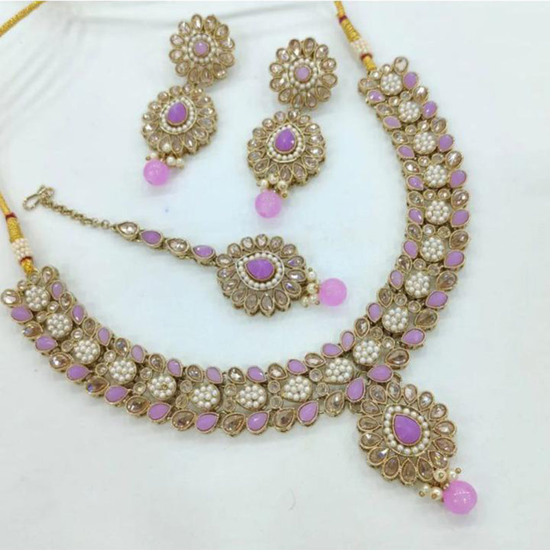 JCM Jewellery Gold Plated Crystal Stone Necklace Set