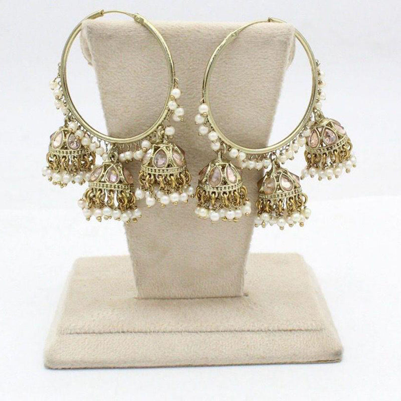 Jcm Jewellery Gold Plated Kundan Jhumki Earrings