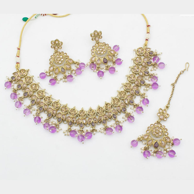 JCM Jewellery Gold Plated Crystal Stone And Beads Necklace Set