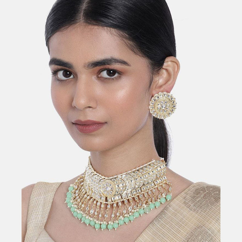 Jcm Jewellery Gold Plated Kundan Stone Choker Necklace Set