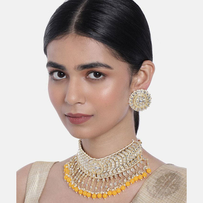 Jcm Jewellery Gold Plated Kundan Stone Choker Necklace Set