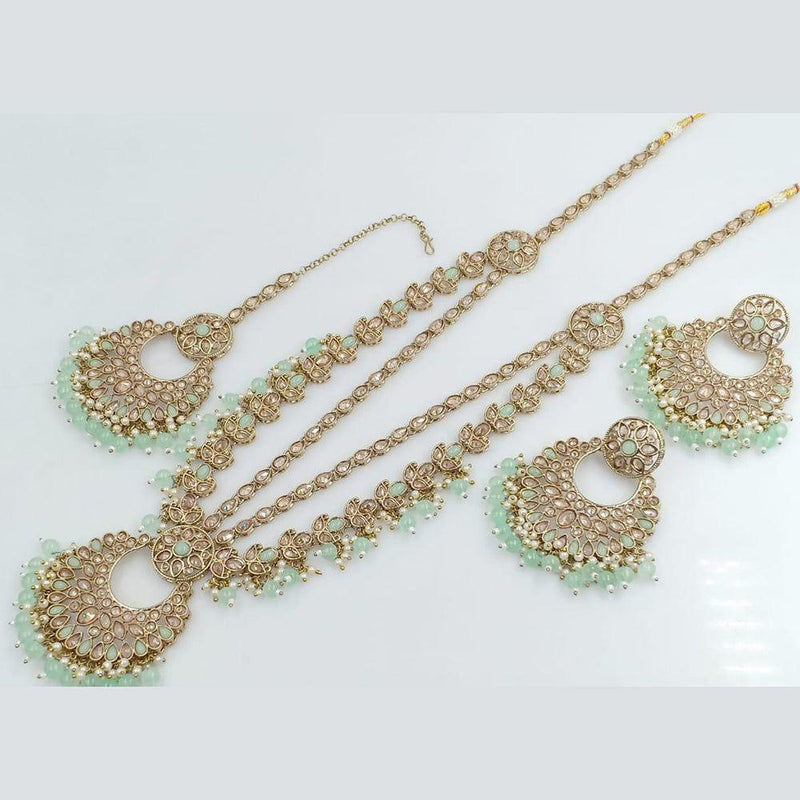 Jcm Jewellery Gold Plated Crystal Stone And Pearls Long Necklace Set