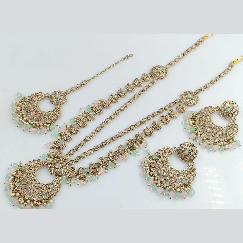 Jcm Jewellery Gold Plated Crystal Stone And Pearls Long Necklace Set