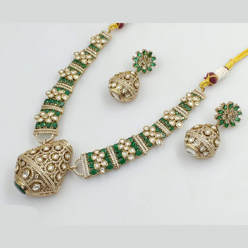 JCM Jewellery Gold Plated Polki Kundan Stone Necklace Set