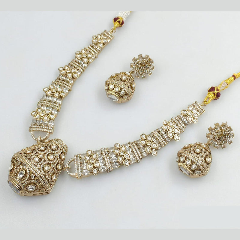 JCM Jewellery Gold Plated Polki Kundan Stone Necklace Set