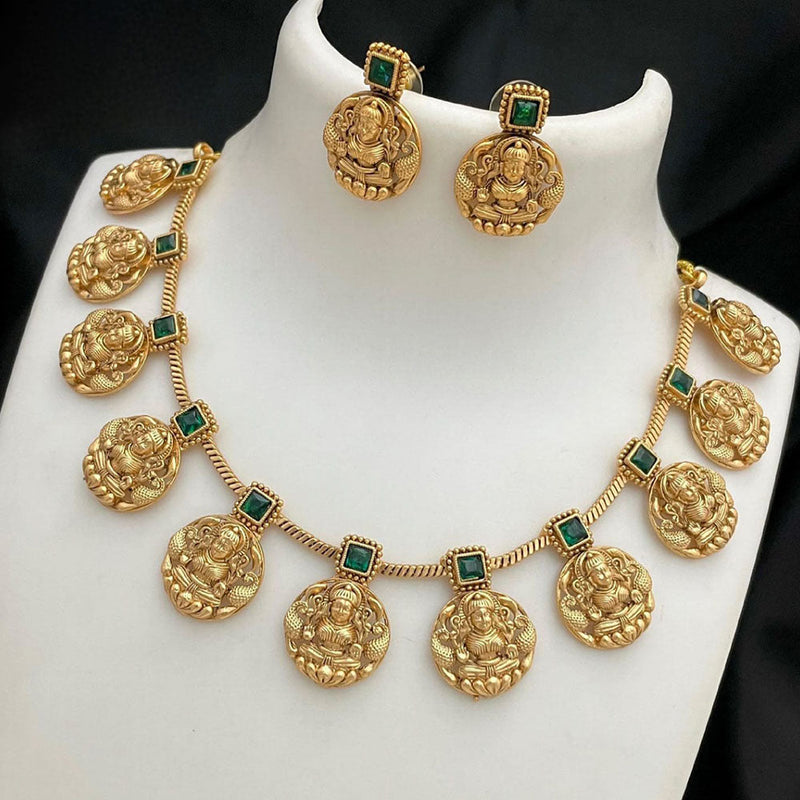 JCM Jewellery Gold Plated Pota Stone Temple Necklace Set