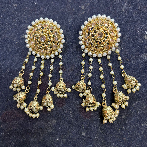 JCM Jewellery Gold Plated Crystal Stone And Beads Dangler Earrings