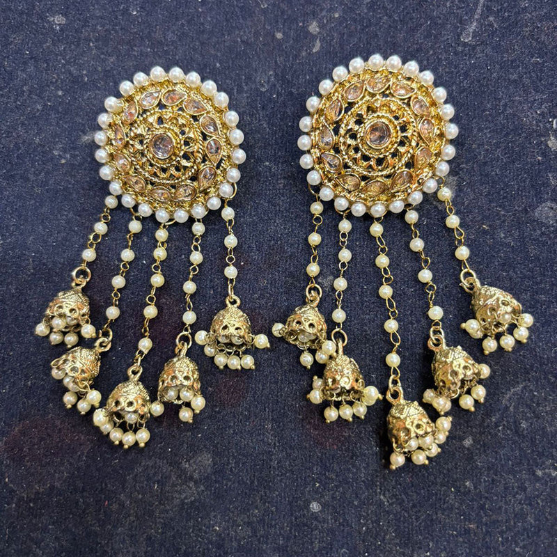 JCM Jewellery Gold Plated Crystal Stone And Beads Dangler Earrings