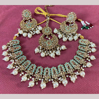 JCM jewellery Gold Plated Crystal Stone And Pearls Beads Necklace Set