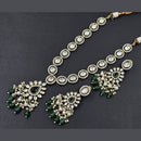 JCM Jewellery Gold Plated Polki Kundan Stone And Pearls Beads Long Necklace Set