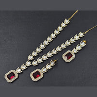 JCM Jewellery Gold Plated Polki Kundan Stone Long Necklace Set