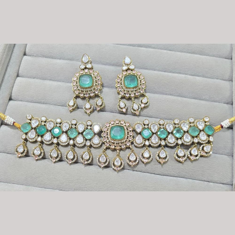 JCM Jewellery Gold Plated Polki Kundan Stone Choker Necklace Set