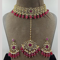 JCM Jewellery Gold Plated Polki Kundan Stone Choker Necklace Set