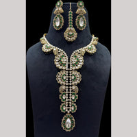 JCM Jewellery Gold Plated Polki Kundan Stone Long Necklace Set