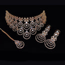 JCM Rose Gold Plated American Diamond Choker Necklace Set