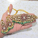 JCM Gold Plated Polki Kundan Stone Choker Necklace Set