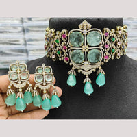 JCM Gold Plated American Diamond And Beads Choker Necklace Set