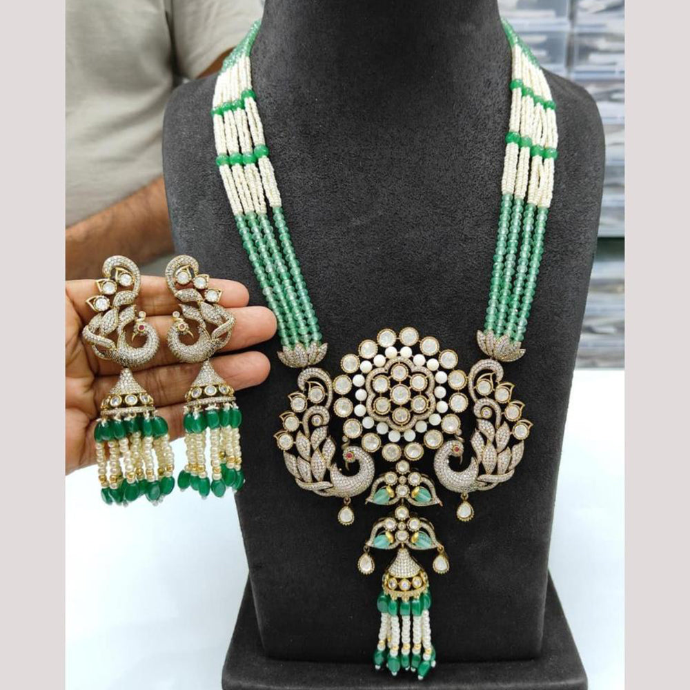 JCM Gold Plated Austrian Stone And Beads Long Necklace Set