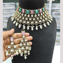 JCM Gold Plated Polki Kundan Stone And Pearl Choker Necklace Set