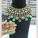 JCM Gold Plated Polki Kundan Stone And Beads Choker Necklace Set