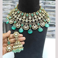 JCM Gold Plated Polki Kundan Stone And Beads Choker Necklace Set
