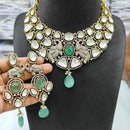 JCM Gold Plated Polki Kundan Stone Choker Necklace Set